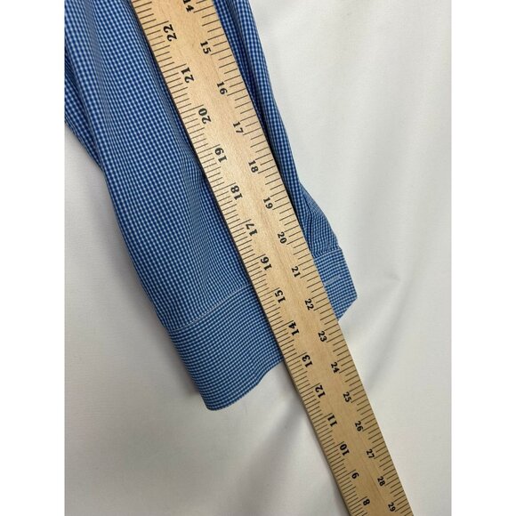 Ted Baker Men's Franks Trim Fit Houndstooth Shirt 100% Cotton Blue Sz 17.5 34/32 - Picture 6 of 15